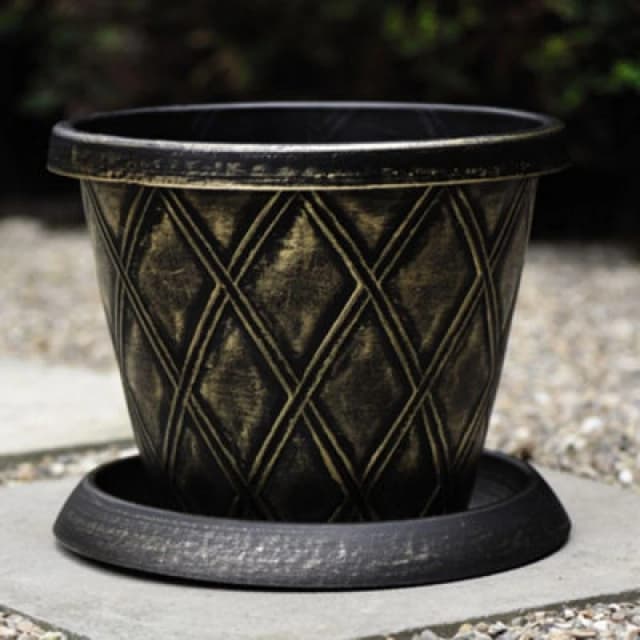 Thompson & Morgan Black And Gold Flowerpot & 25L Incredicompost X 1