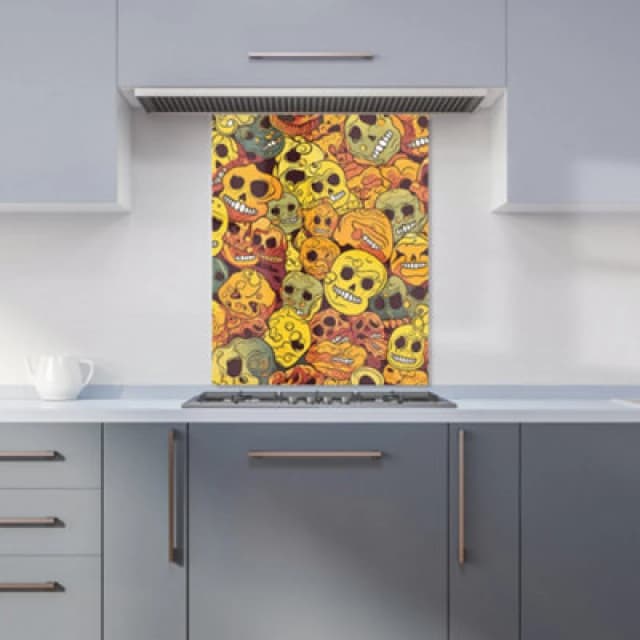 Warren Reed Designer Autumnal Skulls Pattern Kitchen Splashback