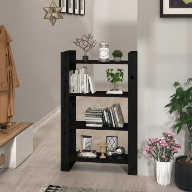 VIDAXL Vidaxl - Book Cabinet/Room Divider Black 80x35x125cm Solid Wood Pine 8720286905463