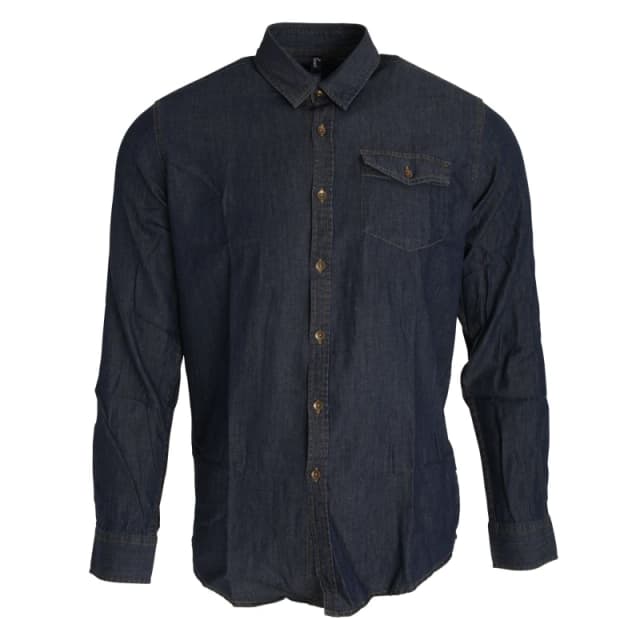 Premier Premier Men Jeans Stitch Long Sleeve Denim Shirt in Indigo Size: X-Small Indigo XS Male 5057520151199