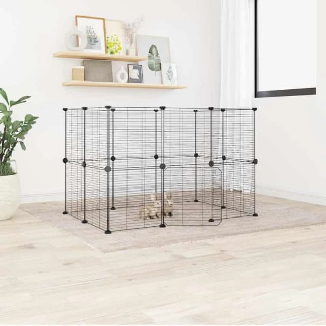 VIDAXL 20-Panel Pet Cage with Door Black 35x35cm Steel Vidaxl 8720287190769