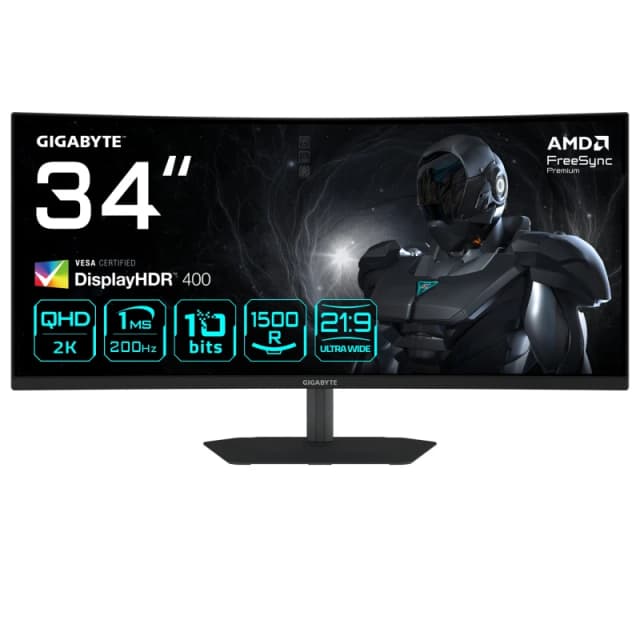 Gigabyte G34WQC2 34" 3440x1440 VA 200Hz 1ms FreeSync HDR400 Widescreen Gaming Monitor