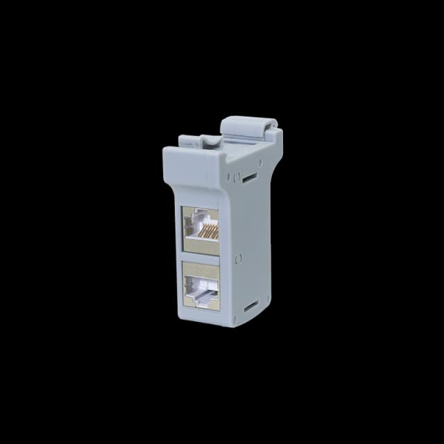 LogiLink DIN rail mounting adapter with two Cat.6A inline couplers