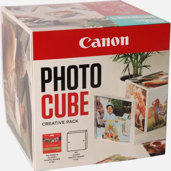 Canon Photo Cube and Frame + PP-201 5x5Photo Paper Plus Glossy II (40 sheets) - Creative Pack, Blue