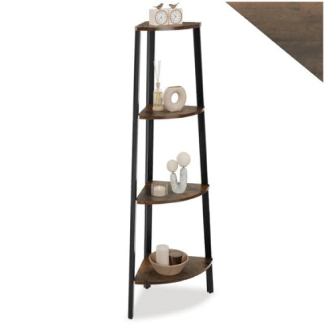 Tectake Corner Shelf Newbridge - 4 Levels - Industrial Wood Dark, Rustic