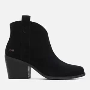 TOMS Womens Constance Suede Western Boots - Black - UK 6