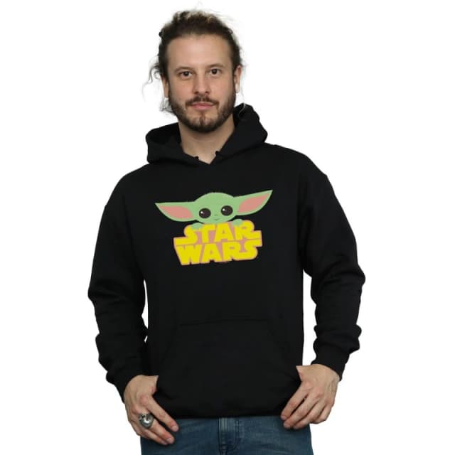 Star Wars Star Wars Men The Mandalorian The Child And Logo Hoodie in Black Size: Small Black S Male 5059400816549