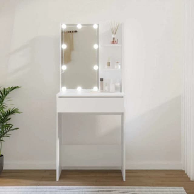 vidaXL Dressing Table with LED White 60x40x140 cm, White 808828