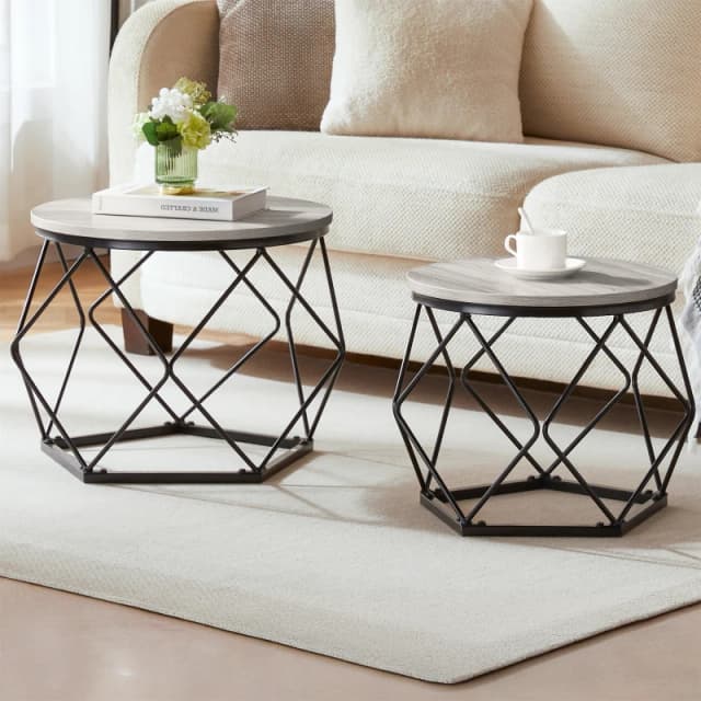 Lassic Vida Designs Brooklyn Nest of 2 Geometric Tables Grey unisex Set of 2