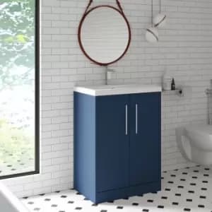 Juno Floor Standing 2-Door Vanity Unit with Basin 2 600mm Wide - Electric Blue - Hudson Reed