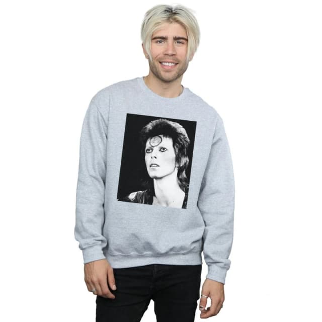 David Bowie David Bowie Men Ziggy Looking Sweatshirt in Grey Size: Small Grey S Male 5057972011072