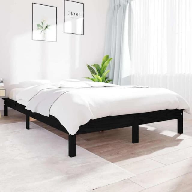 VIDAXL 820540 Bed Frame without Mattress Black 120x200cm Solid Wood Vidaxl 8720287134282