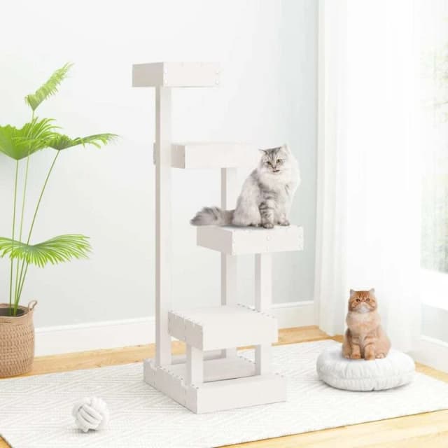 VIDAXL Cat Tree White 45.5x49x103cm Solid Wood Pine Vidaxl 8720845683672