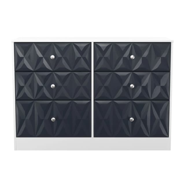 San Jose Ready Assembled Matt Indigo & White 6 Drawer Chest (H)792mm (W)1117mm (D)395mm