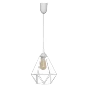 Karo Wire Frame Pendant Ceiling Light White 24cm