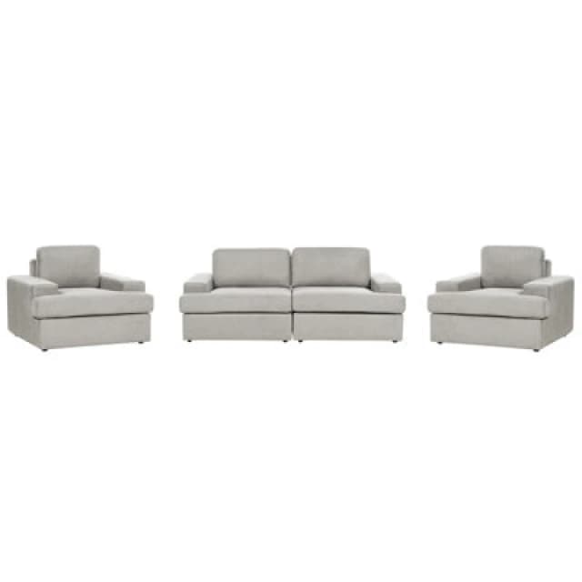 Beliani Living Room Set 5 Seater Alla Fabric Light Grey
