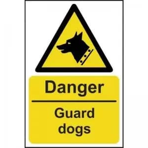 Danger Guard Dogs’ Sign; Rigid 1mm PVC Board 200mm x 300mm