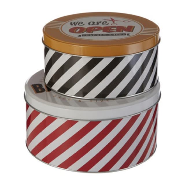 Premier Housewares Paice Set of 2 Barber Shop Storage Tins Multi