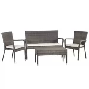 Cozy Bay Oseasons Winchester Rattan 4 Seater Lounge Set in Walnut Natural