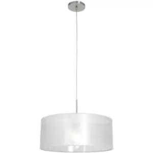 Sienna Sparkled Light Cylindrical Pendant Ceiling Light Steel Brushed, Sizoflor Fabric