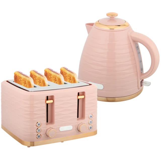HOMCOM HOMCOM Kettle and Toaster Sets 1.7L Kettle & 4 Slice Toaster in Light Pink Light Pink One Size Unisex 5063603052802