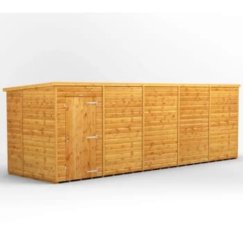 20x6 Power Windowless Pent Garden Shed - Brown
