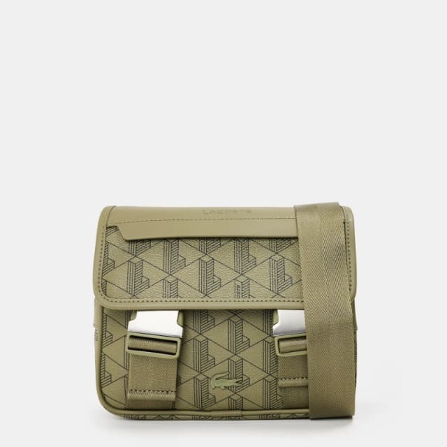 Lacoste Mens Messenger Bag Mono Kaki Noir male One Size