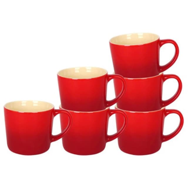Argon Tableware New Bone China Ombre Mugs - 330Ml - Red - Pack Of 6