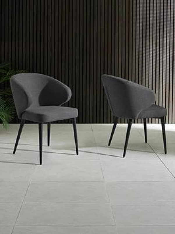 SO'HOME Marius Curve Fabric Dining Chairs (Set of 2) Charcoal ONE SIZE