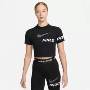 Nike Dri-FIT Womens Short Sleeve Cropped Graphic Top - Black