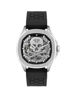 Philipp Plein PHILIPP PLEIN MENS HIGHCONIC SILVER WATCH WITH BLACK STRAP, Silver, Men