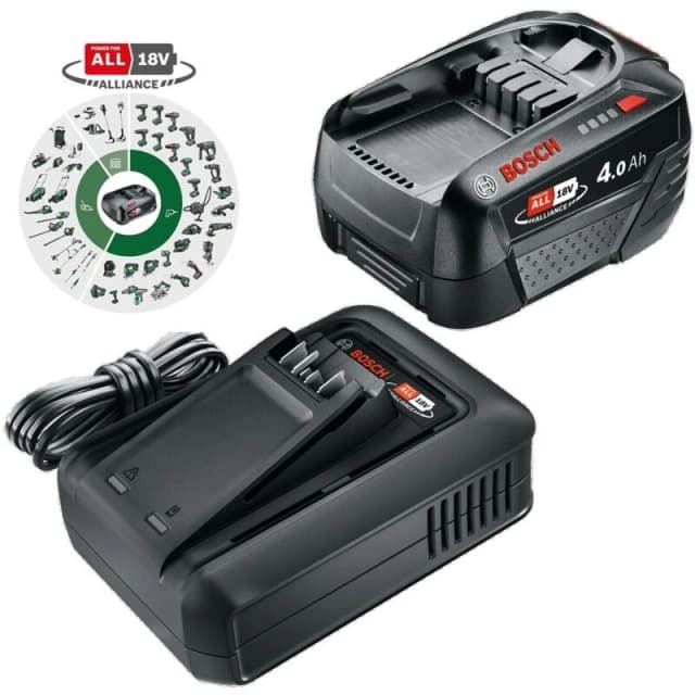 Bosch Genuine GREEN P4A 18v Cordless Li-ion Battery 4ah and Charger Starter Set 1600A039BM Battery Amp Hours: 4ah
