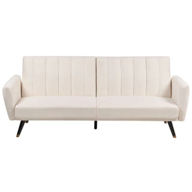 Beliani Sofa Bed 3 Seater Vimmerby Fabric Light Beige