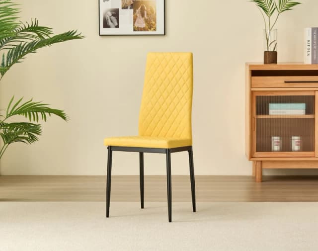 Outdoor Living Emily Leather Comfort Dining Chairs - Mustard - Set of 4 Mustard Unisex