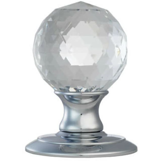 Loops PAIR Crystal Mortice Round Door Knob 65mm Diameter Polished Chrome Rose Multi unisex