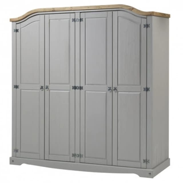 MERCERS FURNITURE Corona Grey Wax 4 Door Arch Top Wardrobe 5060765291278