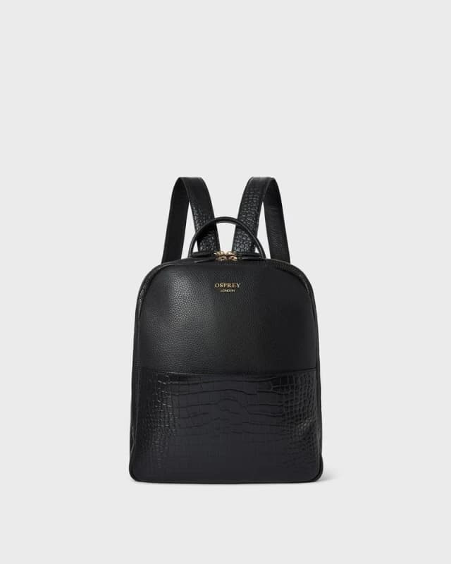 OSPREY LONDON Womens The Kellie Leather Backpack in Black Female