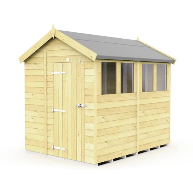 Buttercup Farm 6 x 8 Feet Apex Shed - Single Door W/ Windows - L243 x W175 x H217cm in Brown Brown Unisex