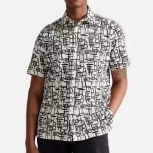 Ted Baker Mens Caird Geo Print Short Sleeve Shirt - Black - 3/M