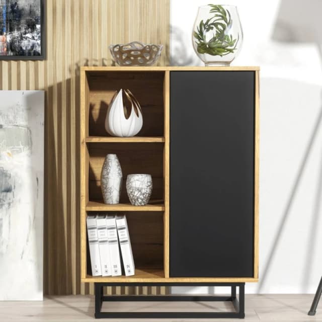 Creative Furniture Elysian Loft Sideboard 100cm - Dark Oak & Black Multicolor Unisex
