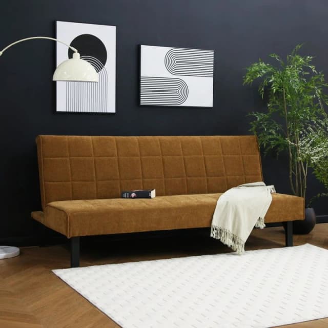 Home Garden Direct Vittoria - Click Clack Sofa Bed in Premium Textured Linen 3 Seater in Brown Brown Unisex 3 Seater