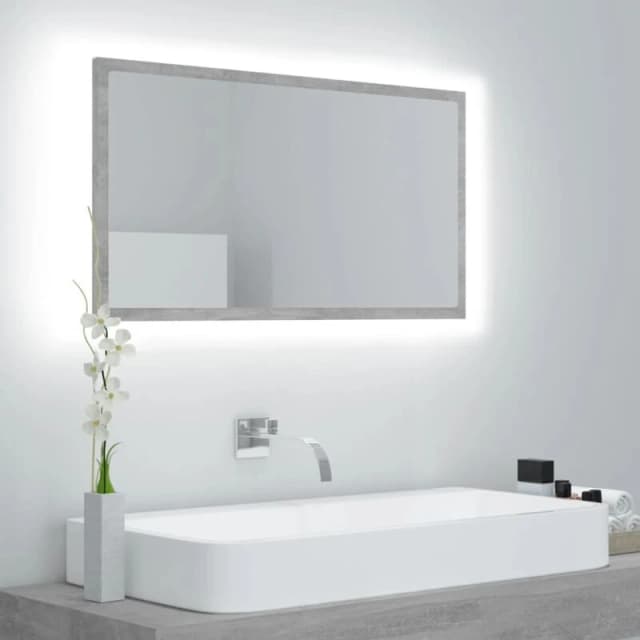 VIDAXL LED Bathroom Mirror Concrete Grey 80x8.5x37cm Acrylic Vidaxl 8720286221136