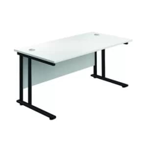Jemini Rectangular Double Upright Cantilever Desk 1200x800x730mm White/Black KF823063