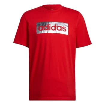 adidas Foil Box Logo T-Shirt Mens - Vivid Red / Silver Metallic