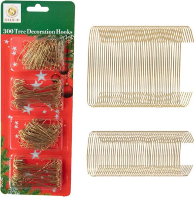 Shatchi 300Pcs Tree Decoration Hooks Gold - Sturdy & Durable For Festive Ornaments