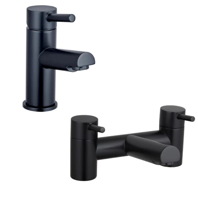 Balterley Minimalist Mono Basin Mixer Tap & Bath Filler Set - Black Unisex