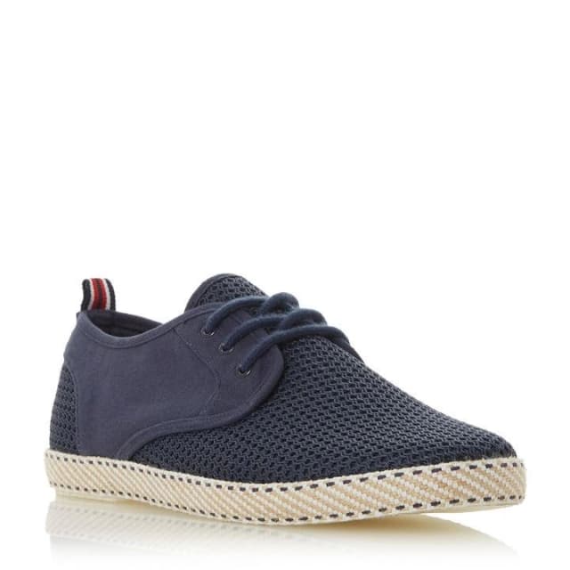 Dune Navy 'Flask' Mesh Lace Up Espadrille Shoes - 6