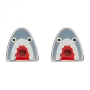 Shark Enamel and Crystal Stud Earrings A2079R