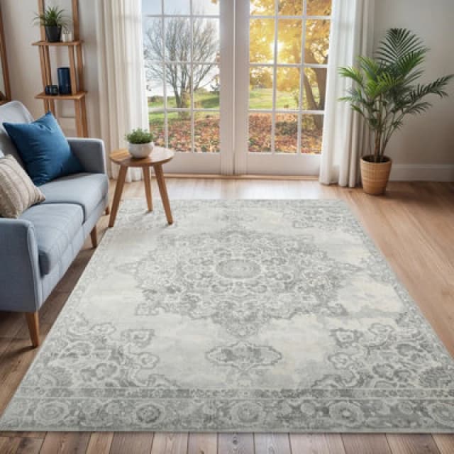 Livabliss Vintage Oriental Boho Cream Lola Area Rug 140 X 200 Cm - Easy Care, Non Shedding, Ideal For Living Room & Bedroom
