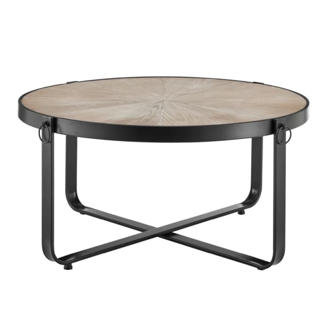 LIVIVO Kori Side & Coffee Scandi Style Rustic Metal Frame Table - Blonde Wood Light Oak